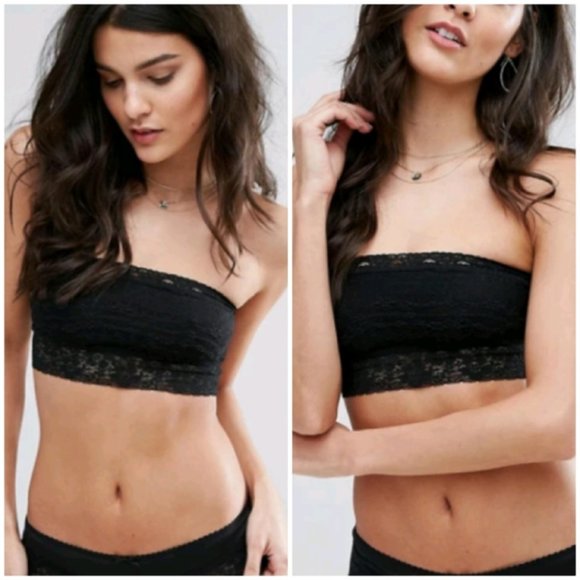 Free People Other - FREE PEOPLE Black Bandeau Scallop Lace